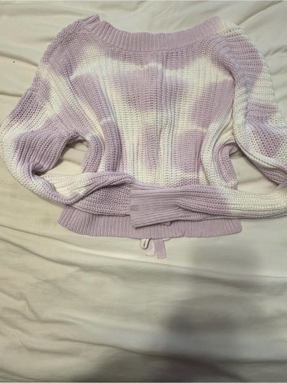 Aeropostale Lilac & White Tie-Dye Off-Shoulder Knit Sweater